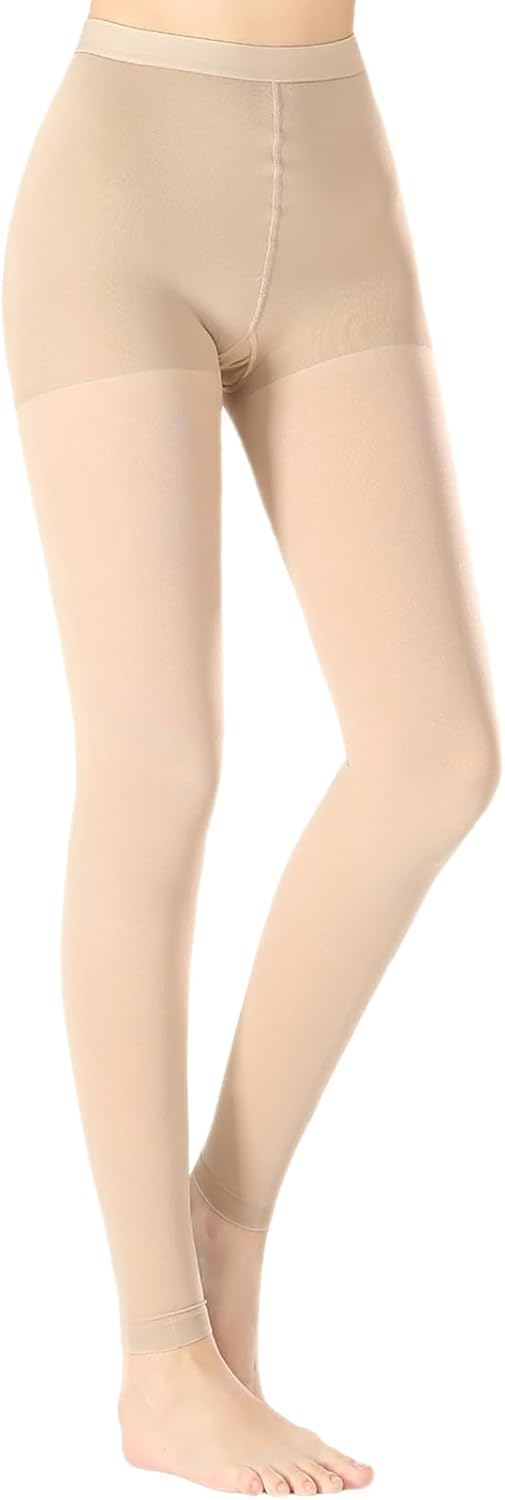 LUCKY SOX-Medical Compression Pantyhose for Women & Men,20-30 mmHg Graduated Support Hose Tights,Footless Waist High Compression Stockings for Swelling Edema Varicose Vein