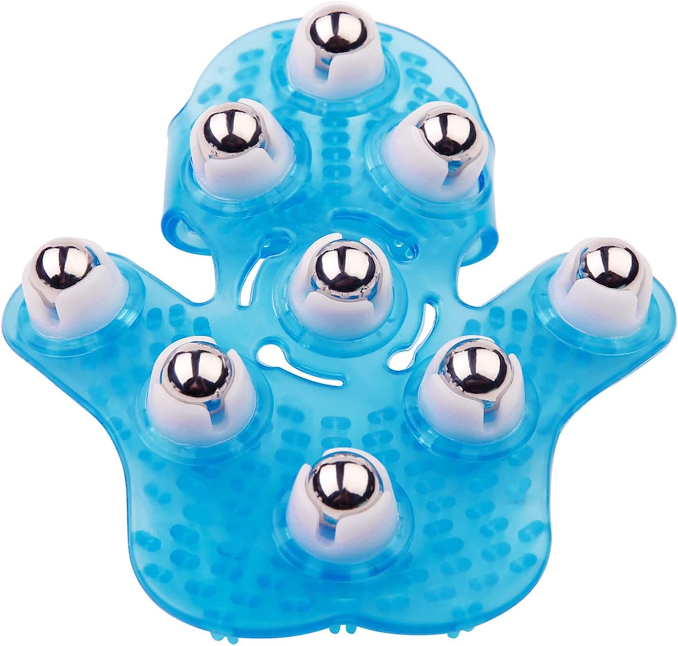 LUCKY SOX-Handheld Massage Ball for Muscle Back Neck Joint Foot Shoulder Leg Pain Relief - Palm Shaped Massage Tool with Roller Balls, Portable Design, Blue
