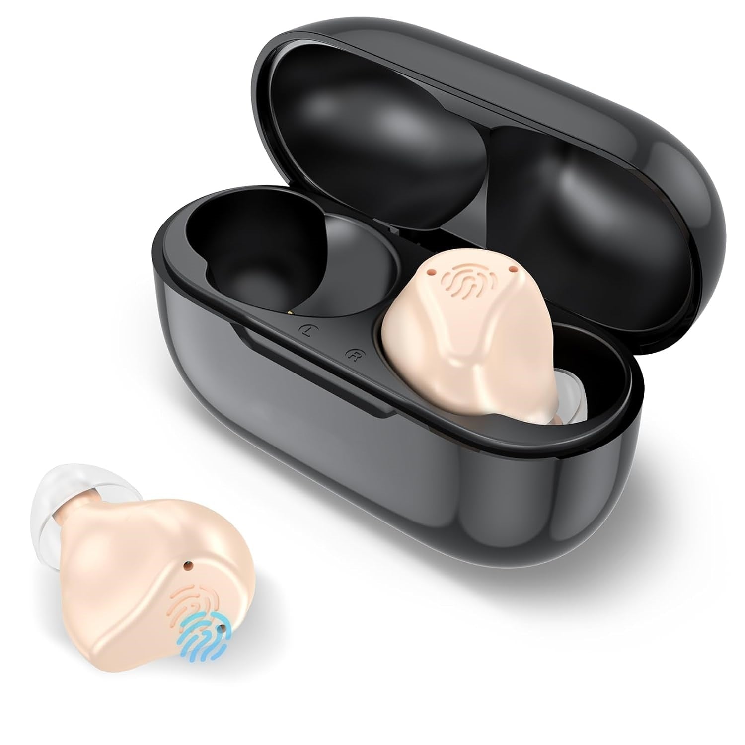 LUCKY SOX-Hearing Aids Rechargeable, Hearing Aids for Seniors -16 Channel Digital Noise Cancelling, Invisible Personal Sound Hearing Amplifier - 1 Week Backup Power - No Feedback (lvory)