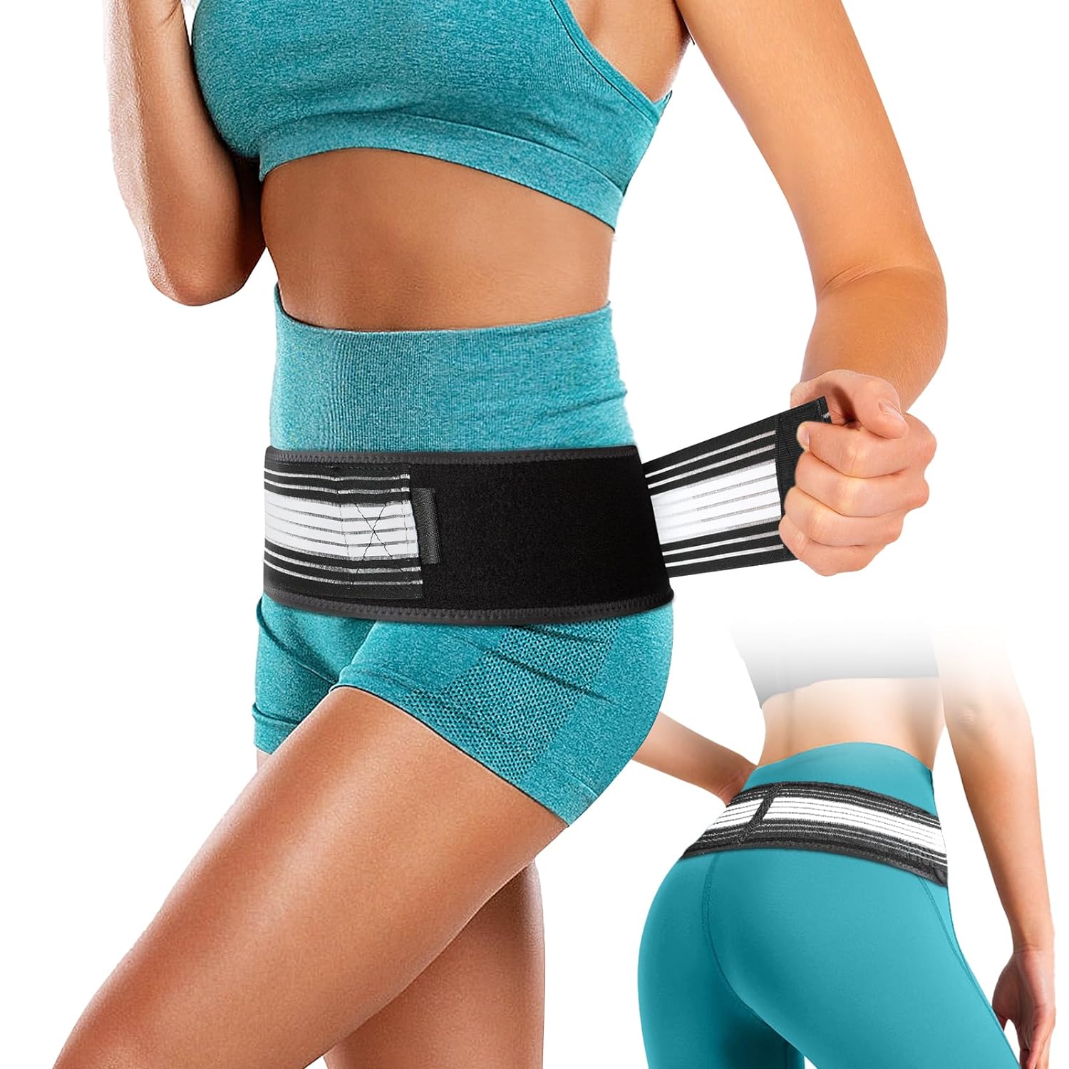 LUCKY SOX-Back Brace for Lower Back Pain, Si Belt, Sciatic Nerve Brace, Relief for Sciatica, Hip, Spine Pain, Pelvic, Sacroiliac Belt-Breathable & Adjustable Lumbar Back Support Belt for Women and Men